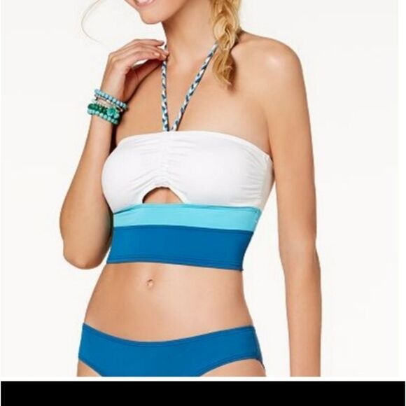 Vince Camuto Colorblock Bandeau Crop 2-piece Bikini - Picture 1 of 5